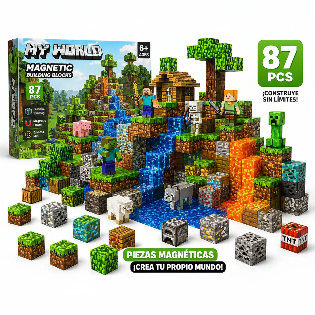 Set Magnético de Construcción PixelCraft™ 87 Piezas